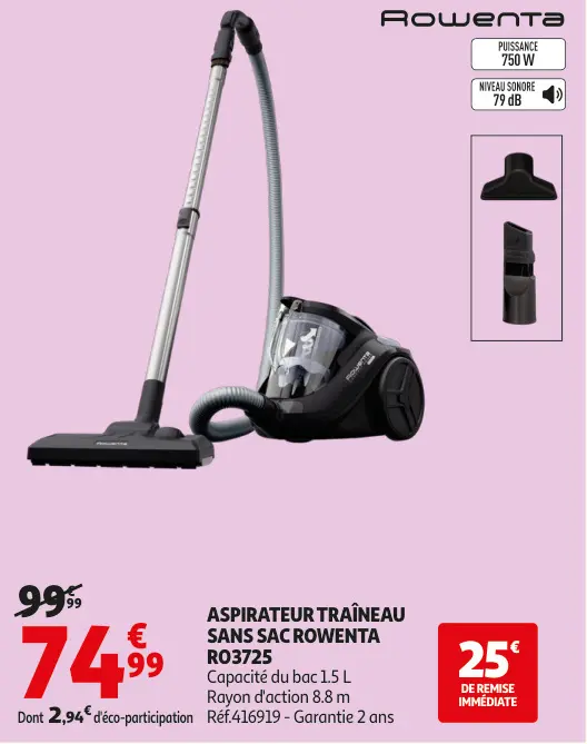 Promotie: Aspirateur traîneau sans sac