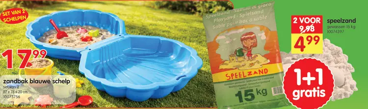 Promotie: zandbak blauwe schelp