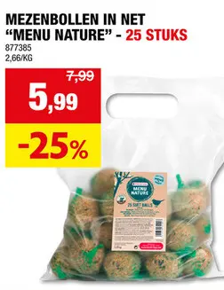Promotie: Menu Nature Menu Nature mezenbol in net 2,25kg 25 stuks