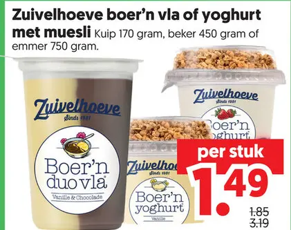 Aanbieding: Boer'n vla of yoghurt met muesli