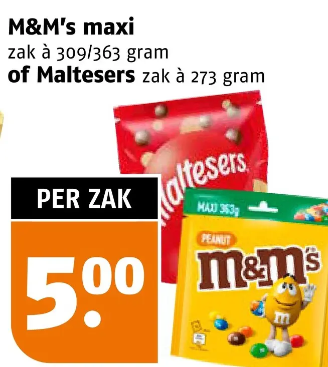 Aanbieding: M&M's maxi of Maltesers