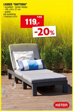 Aanbieding: Keter Daytona Deluxe ligbed grafiet