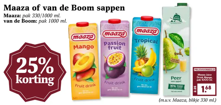 Aanbieding: Maaza of van de Boom sappen