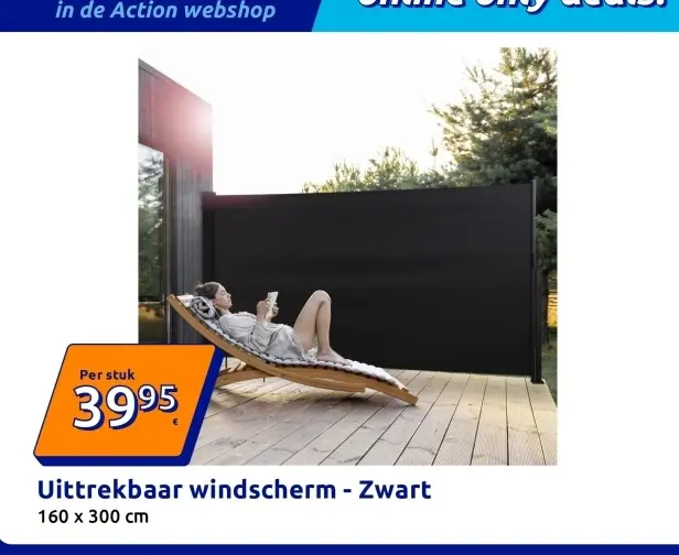 Promotie: Uittrekbaar windscherm - Zwart
