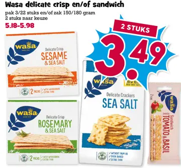 Aanbieding: Wasa delicate crisp en/of sandwich