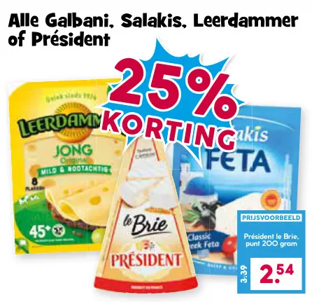 Aanbieding: Galbani, Salakis, Leerdammer of Président