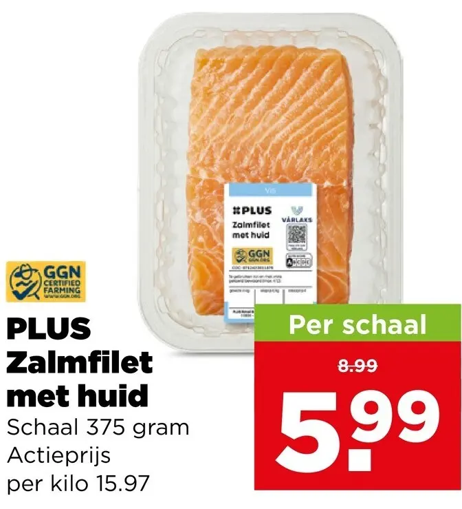 Aanbieding: PLUS Zalmfilet met huid