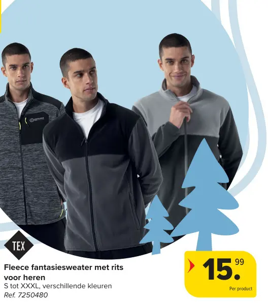 Promotie: Fleece fantasiesweater met rits