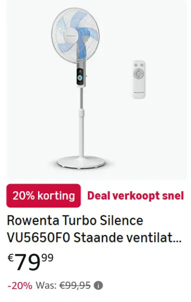 Promotie: Turbo Silence staande ventilator