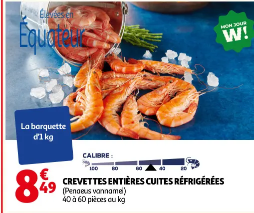 Promotie: Crevettes entières cuites réfrigérées