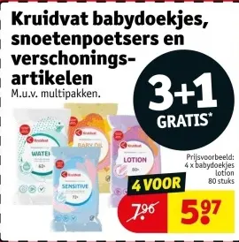 Aanbieding: Kruidvat babydoekjes, snoetenpoetsers en verschoningsartikelen