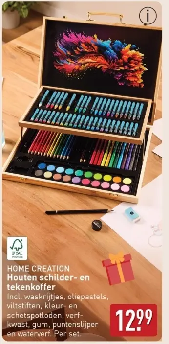 Aanbieding: Houten schilder- en tekenkoffer