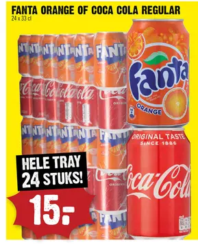 Aanbieding: Fanta orange of Coca Cola regular