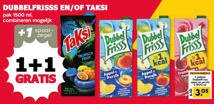 Aanbieding: Dubbelfrisss en/of Taksi