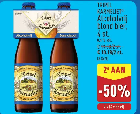 Promotie: TRIPEL KARMELIET Alcoholvrij blond bier