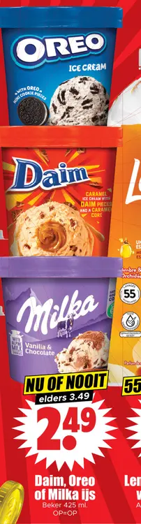 Aanbieding: Daim, Oreo of Milka ijs