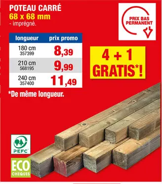 Offre: Cartri poteau 180x6,8x6,8 cm carré