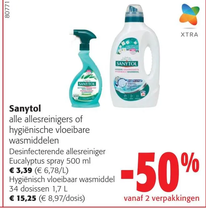 Aanbieding: Sanytol alle allesreinigers of hygiënische vloeibare wasmiddelen