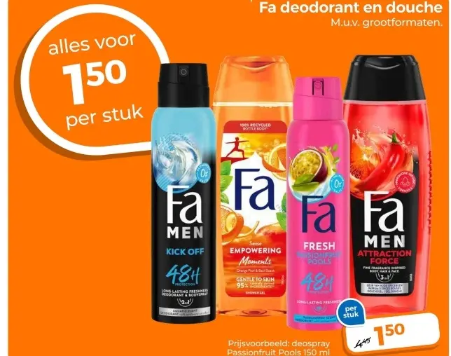 Aanbieding: Fa deodorant en douche