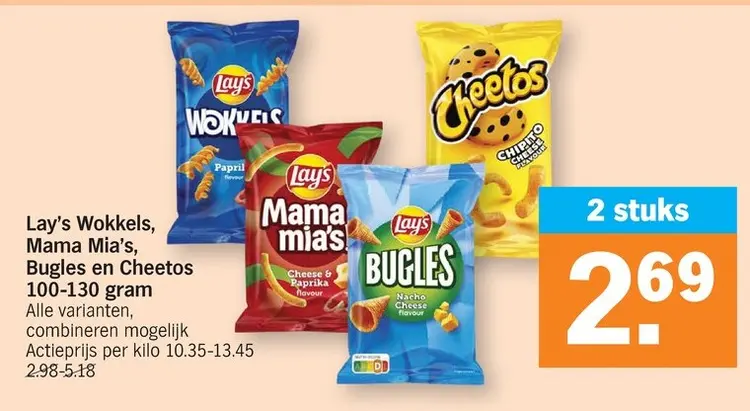 Promotie: Lay's Wokkels, Mama Mia's, Bugles en Cheetos