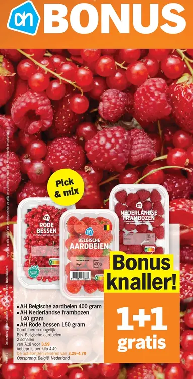 Promotie: AH Belgische aardbeien, AH Nederlandse frambozen en rode bessen