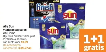 Aanbieding: Alle Sun vaatwascapsules en Finish