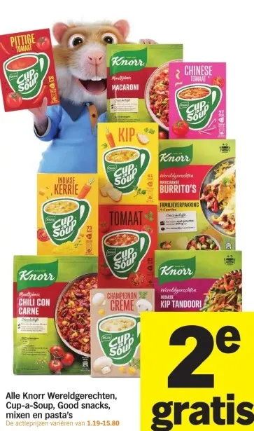 Aanbieding: Alle Knorr Wereldgerechten, Cup-a-Soup, Good snacks, mixen en pasta's