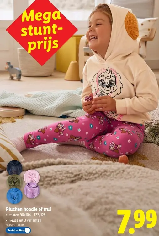 Promotie: Pluchen hoodie of trui