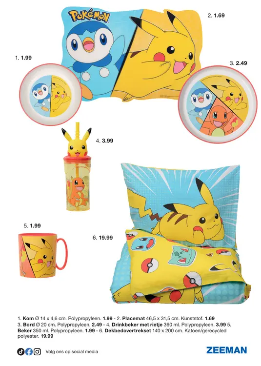 Aanbieding: Kom, Placemat, Bord, Drinkbeker met rietje, Beker, Dekbedovertrekset