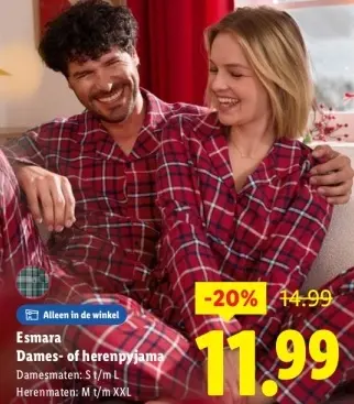 Aanbieding: Dames- of herenpyjama