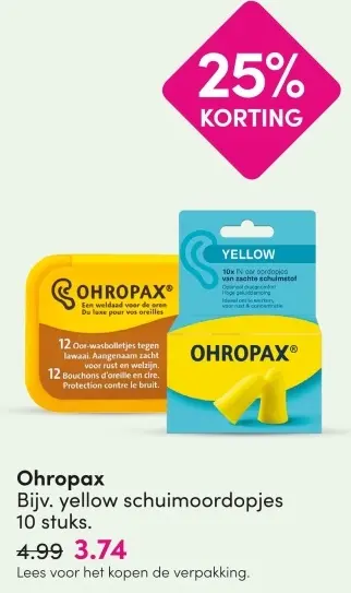 Aanbieding: Ohropax Bijv. yellow schuimoordopjes