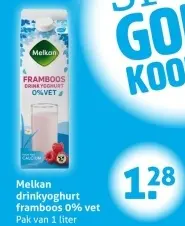 Aanbieding: Melkan drinkyoghurt framboos 0% vet