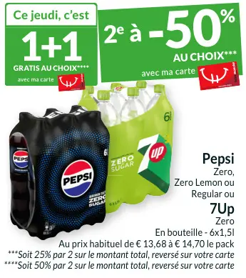 Offre: Pepsi Zero, Zero Lemon ou Regular ou 7Up Zero