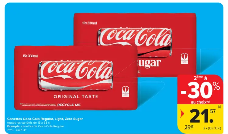 Offre: Canettes Regular, Light, Zero Sugar