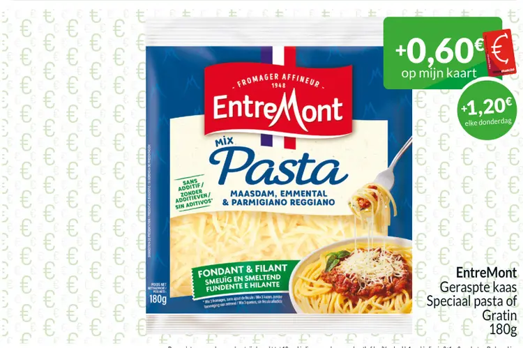 Promotie: Geraspte kaas Speciaal pasta of Gratin