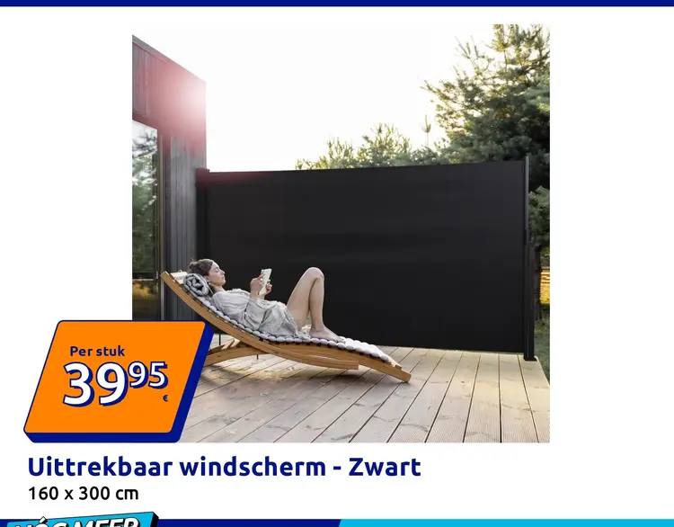 Promotie: Uittrekbaar windscherm - Zwart