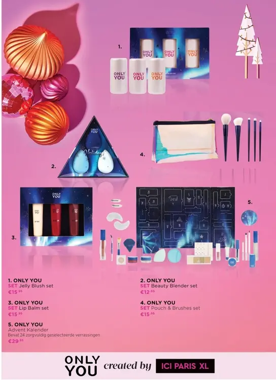 Aanbieding: Jelly Blush set, Beauty Blender set, Lip Balm set, Pouch & Brushes set of Advent Kalender