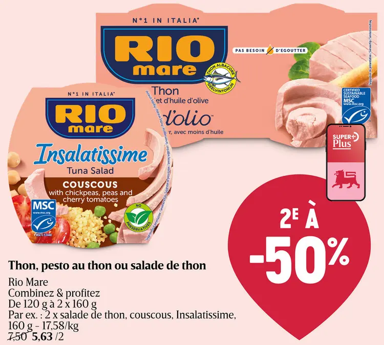 Offre: Thon, pesto au thon ou salade de thon
