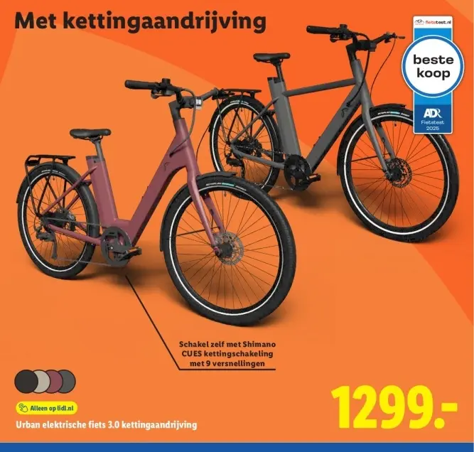 Aanbieding: Urban elektrische fiets 3.0 kettingaandrijving