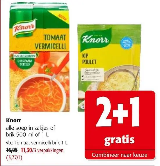 Promotie: alle soep in zakjes of brik