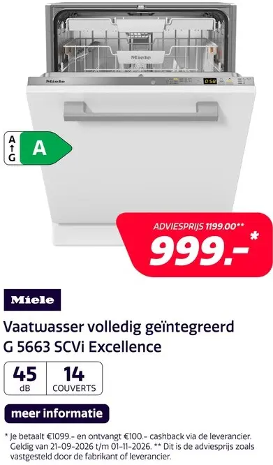 Aanbieding: Vaatwasser volledig geïntegreerd G 5663 SCVi Excellence