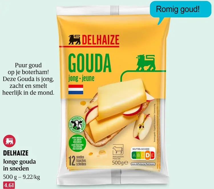 Promotie: Delhaize Jonge gouda in sneden