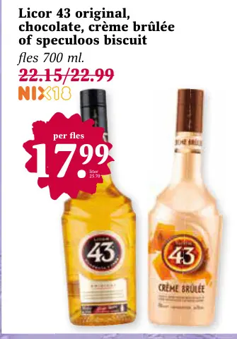 Aanbieding: Licor 43 original, chocolate, crème brûlée of speculoos biscuit