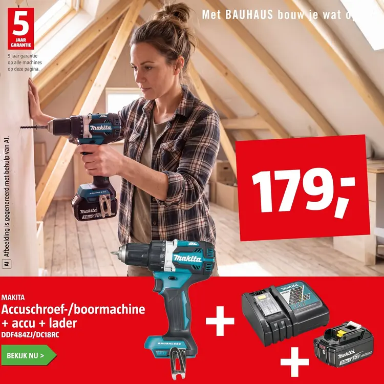 Aanbieding: Accuschroef-/boormachine + accu + lader