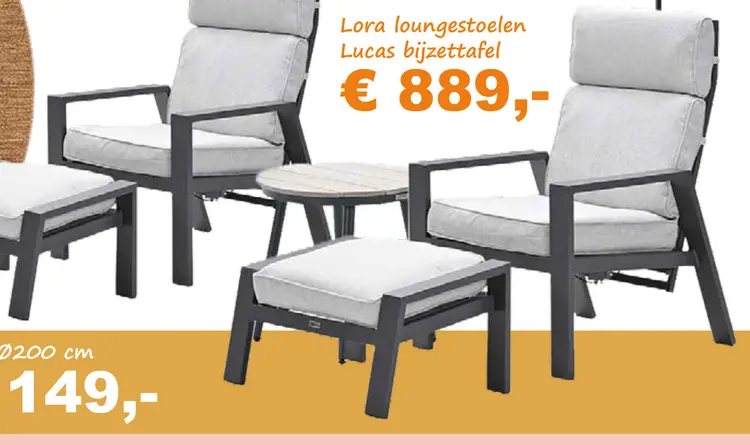Aanbieding: Lora loungestoelen met Lucas bijzettafel