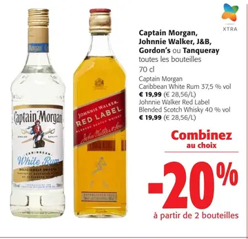 Offre: Captain Morgan, Johnnie Walker, J&B, Gordon's ou Tanqueray
