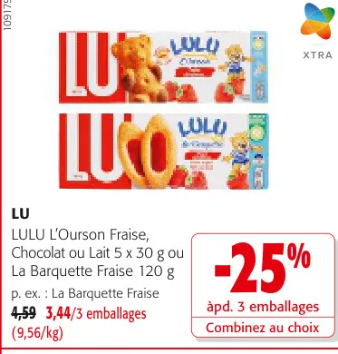 Offre: L'Ourson Fraise, Chocolat ou Lait ou La Barqu
