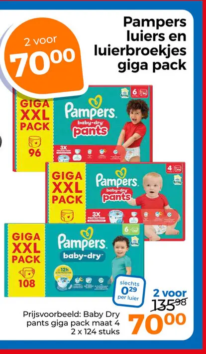 Aanbieding: Pampers luiers en luierbroekjes giga pack