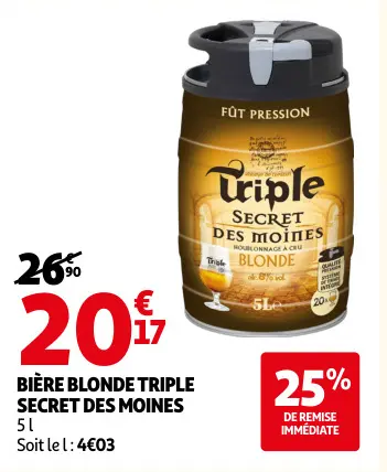 Promotie: Bière blonde Triple secret des moines
