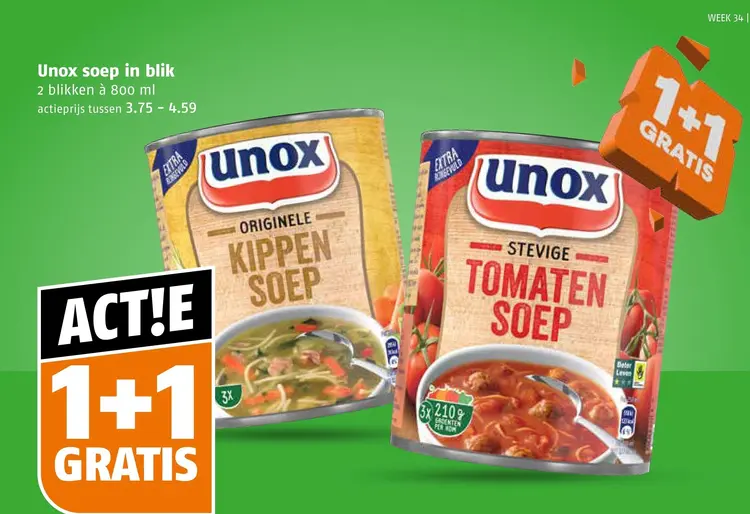 Aanbieding: Unox soep in blik